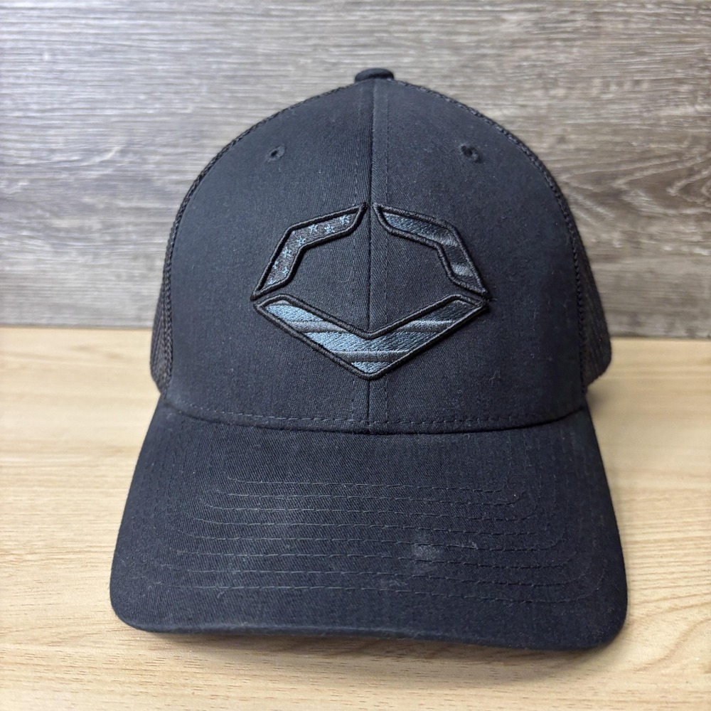 EvoShield Hat Cap Fitted Mens L/XL Black Mesh Trucker Flexfit Baseball Logo